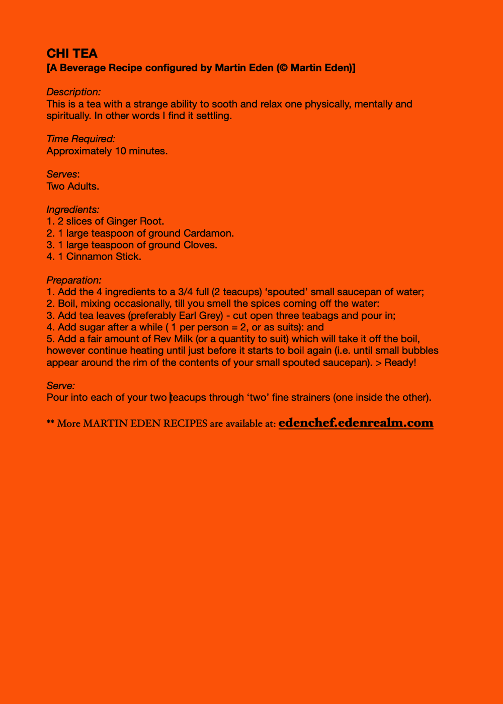 'Chi Tea' Beveridge Recipe