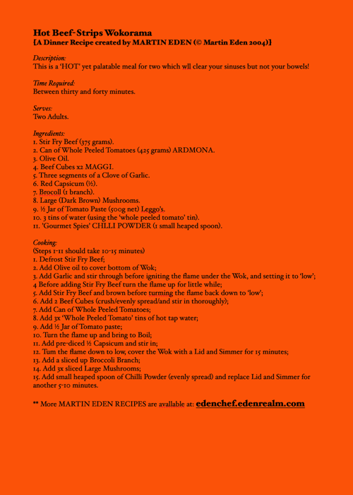 'Hot Beef-Strips Wokorama' Dinner Recipe