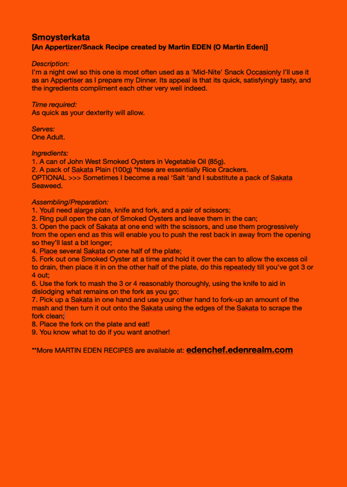'Smoysterkata' Appertiser/Snack Recipe