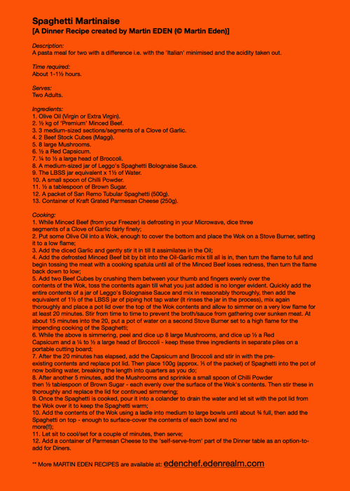 'Spaghetti Martinaise' Dinner Recipe